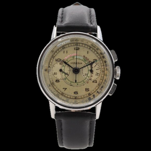 Vintage 35mm Lemania 3854 Military Men's Chronograph Wristwatch CH27 Steel - Picture 2 of 6